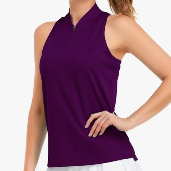 💥3/$30💥 New Womens Racerback Sleeveless Golf Polo Shirt T Shirts - Picture 2 of 7